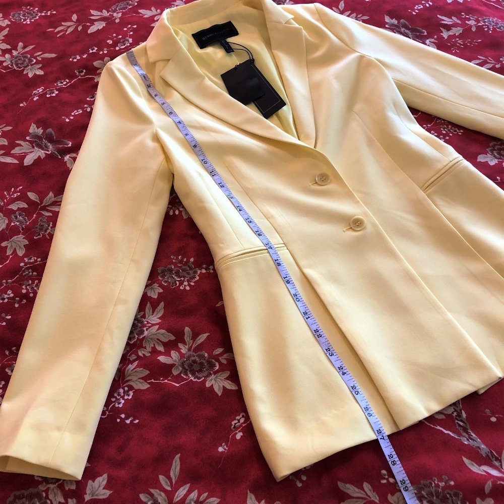*NEW WITH TAGS* BCBGMaxAzria Pleated Peplum Limelight Yellow Blazer/Jacket XXS - Picture 11 of 16